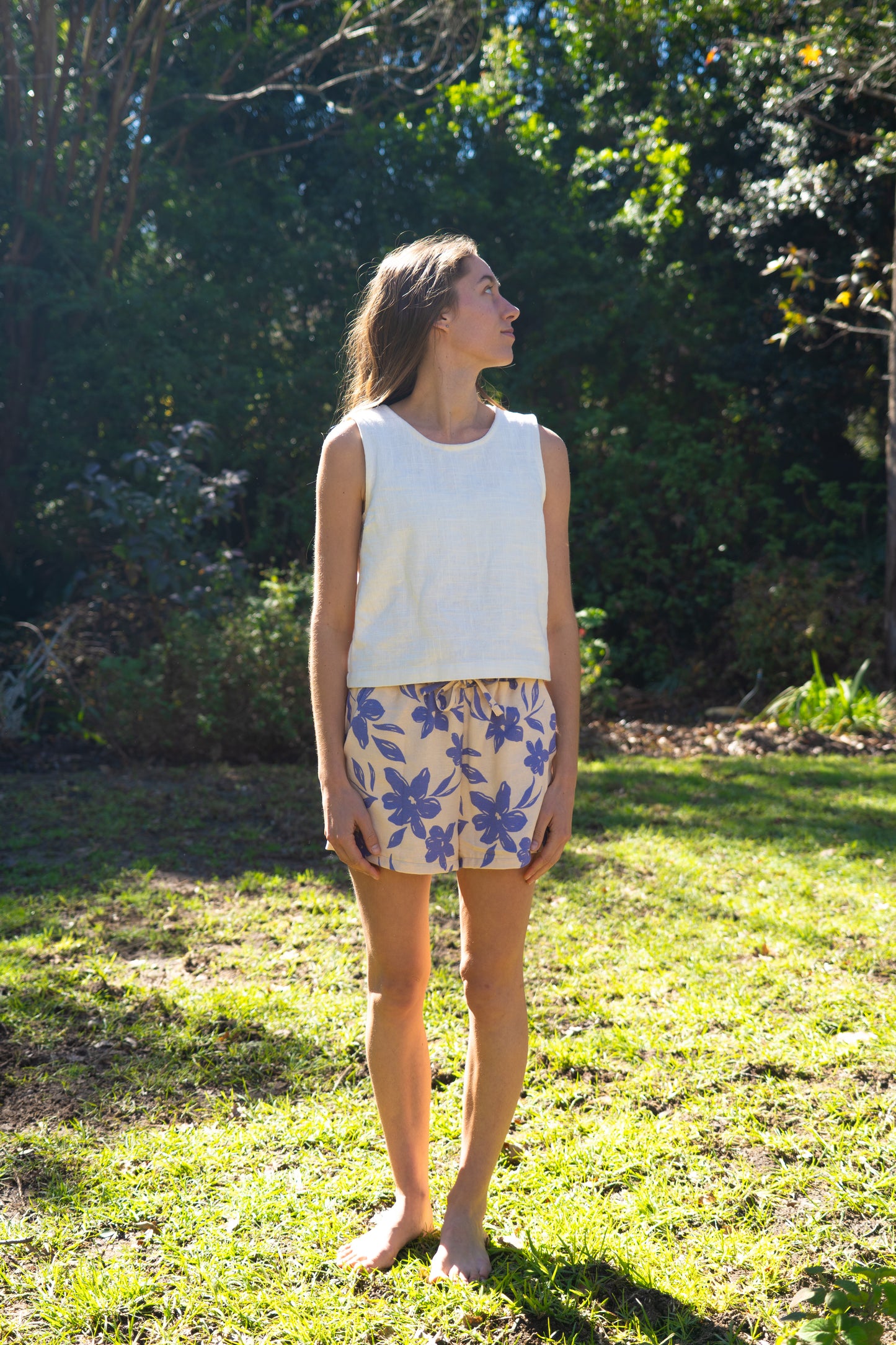 Chamomile Shorts - fleurs bleues