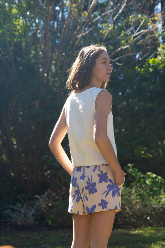 Chamomile Shorts - fleurs bleues