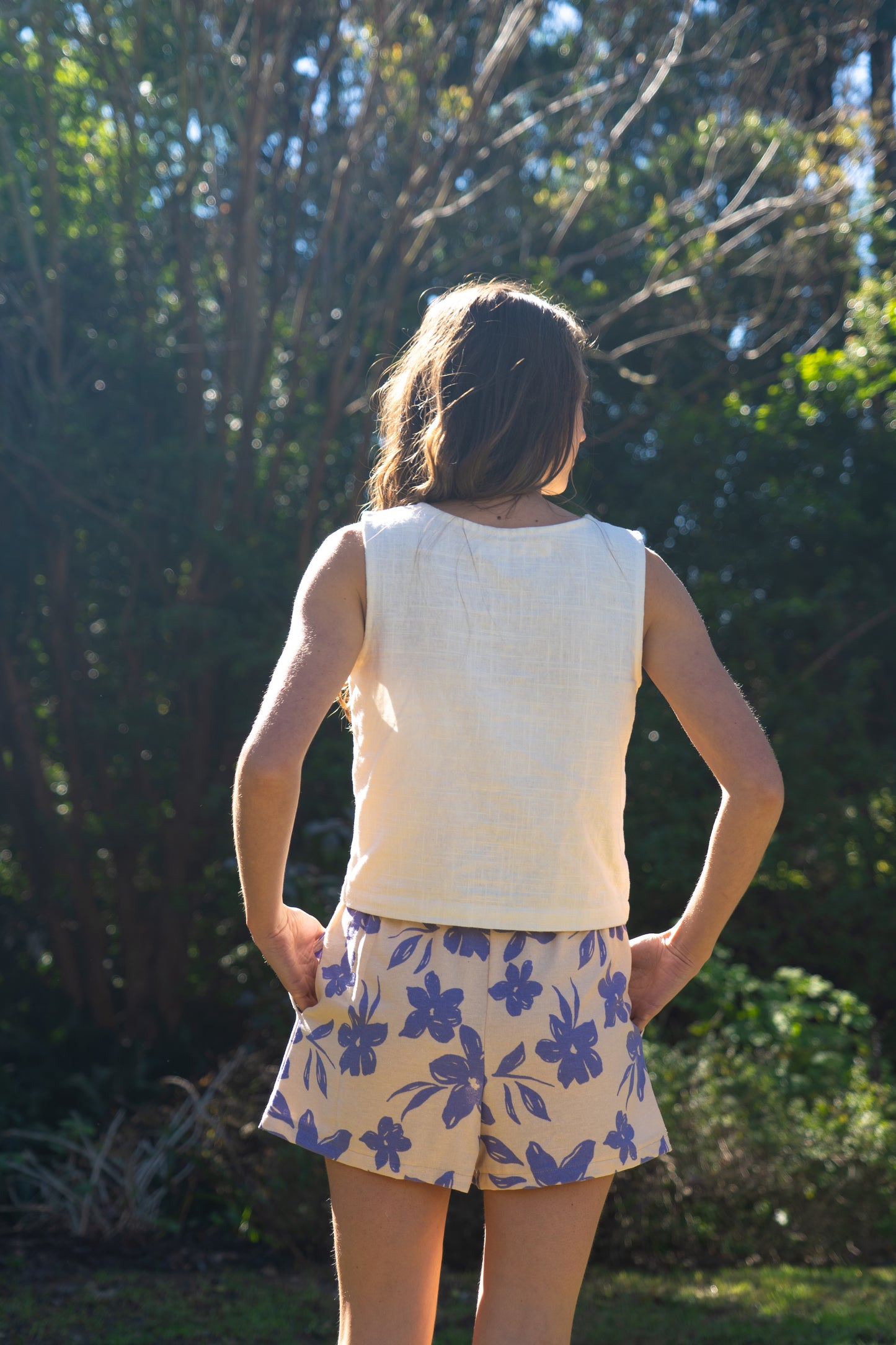 Chamomile Shorts - fleurs bleues